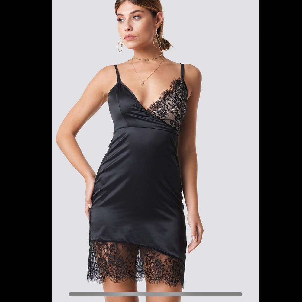 XLE Stella Black Lace Slip Dress